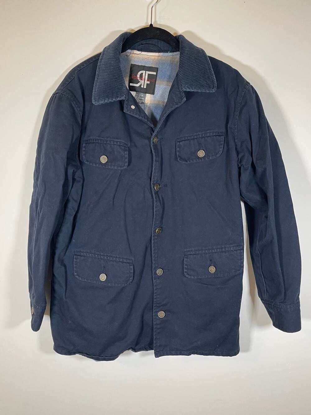 Rafaella Jeans Navy Cotton Plaid Lined Field Jacket Size S